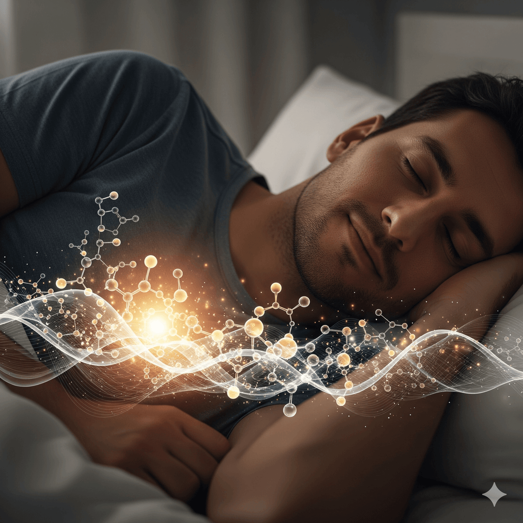 A peaceful sleeping man, visually representing the crucial link between quality sleep and healthy testosterone levels and hormonal balance.
