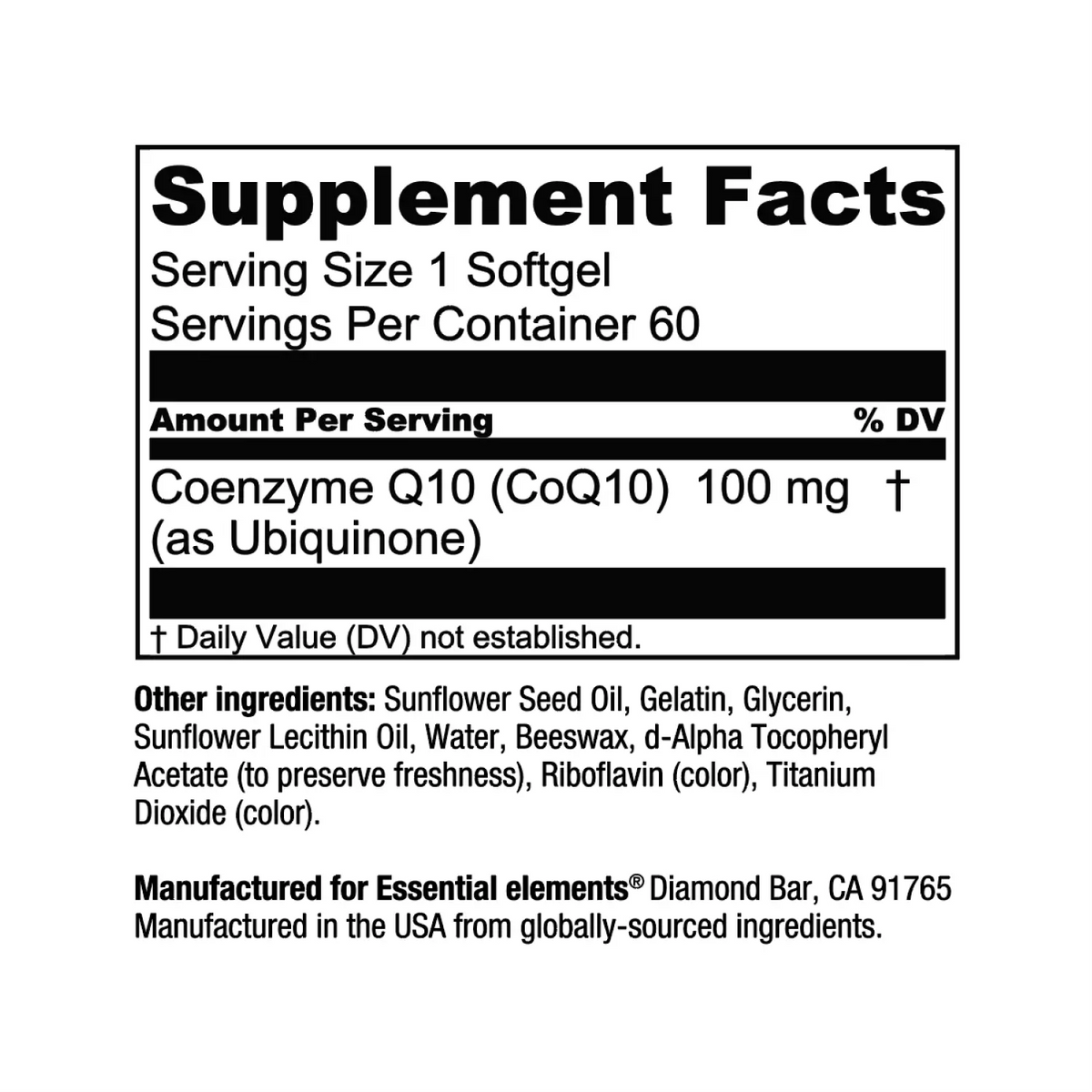 CoQ10 100mg as Ubiquinone: Heart & Cellular Energy Support