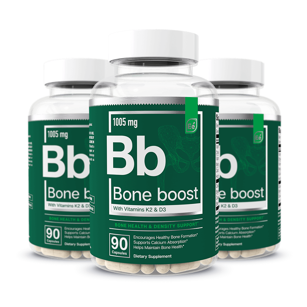 Bone Boost 1005 mg capsules with Vitamins K2 and D3, 90-count bottles for bone health and density support